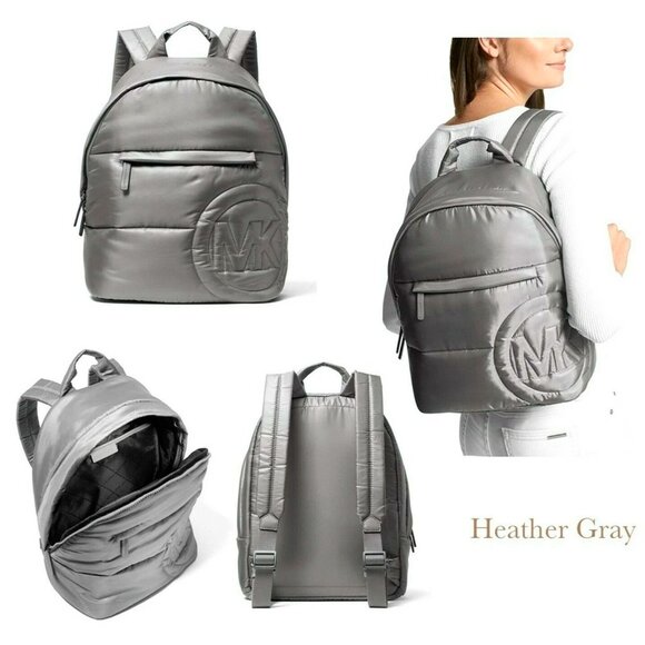 S Michael Kors Rae Medium Quilted Nylon Backpack Gray - Picture 4 of 7